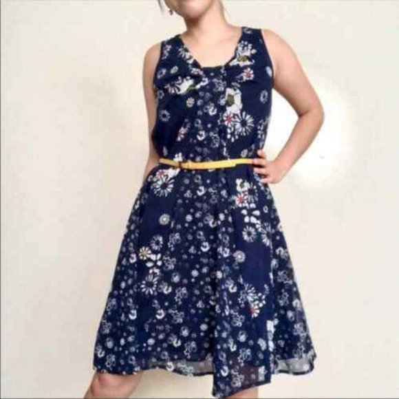 Jason Wu for Target Navy Blue Floral Chiffon Dress M - Picture 11 of 12